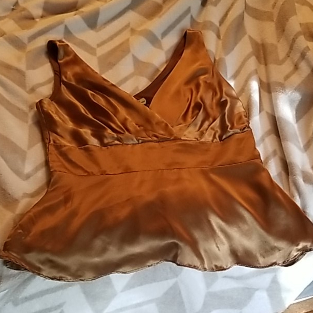 Eva Franco Gold Peplum Silk Top